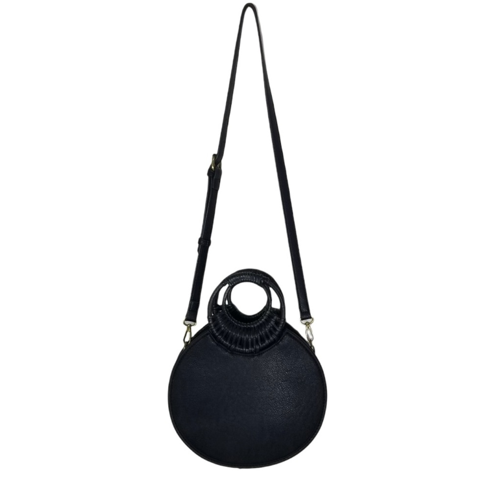 ANTHROPOLOGIE Womens Marianne Black Woven Crossbody Circle Bag - Picture 8 of 12